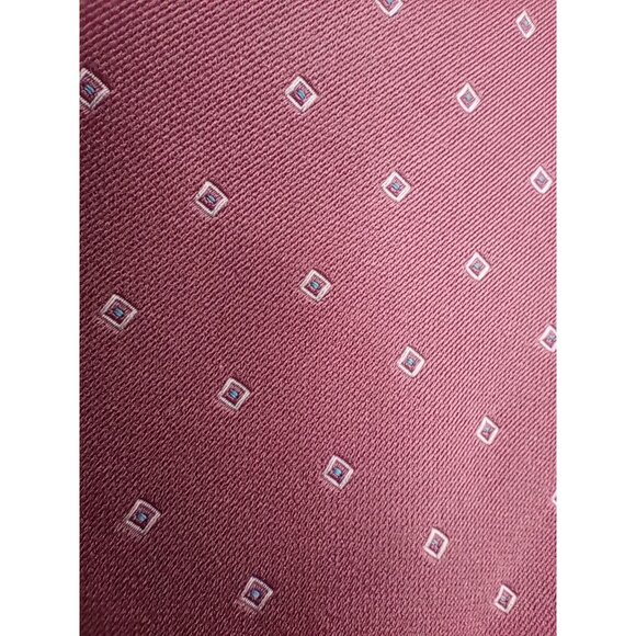 Oscar De La Renta Mens Red Burgundy Tie With Square Pattern Vintage Classic Wear - Picture 4 of 16